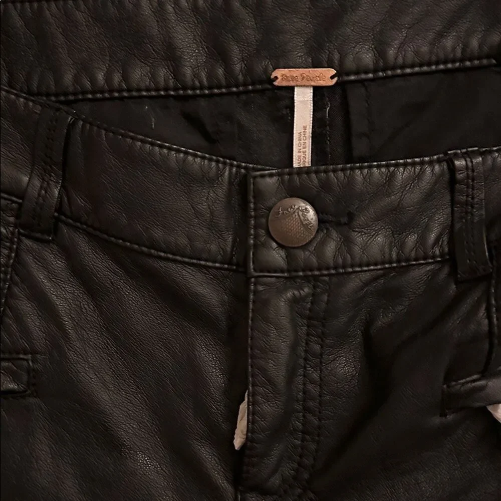 New Free People Women's US Size 8 Faux Leather Biker Skinny Ankle Pants NWT